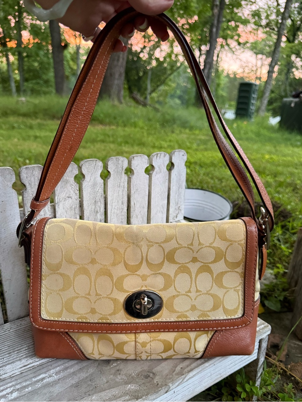 Coach Hamptons Yellow Flap Shoulder Bag